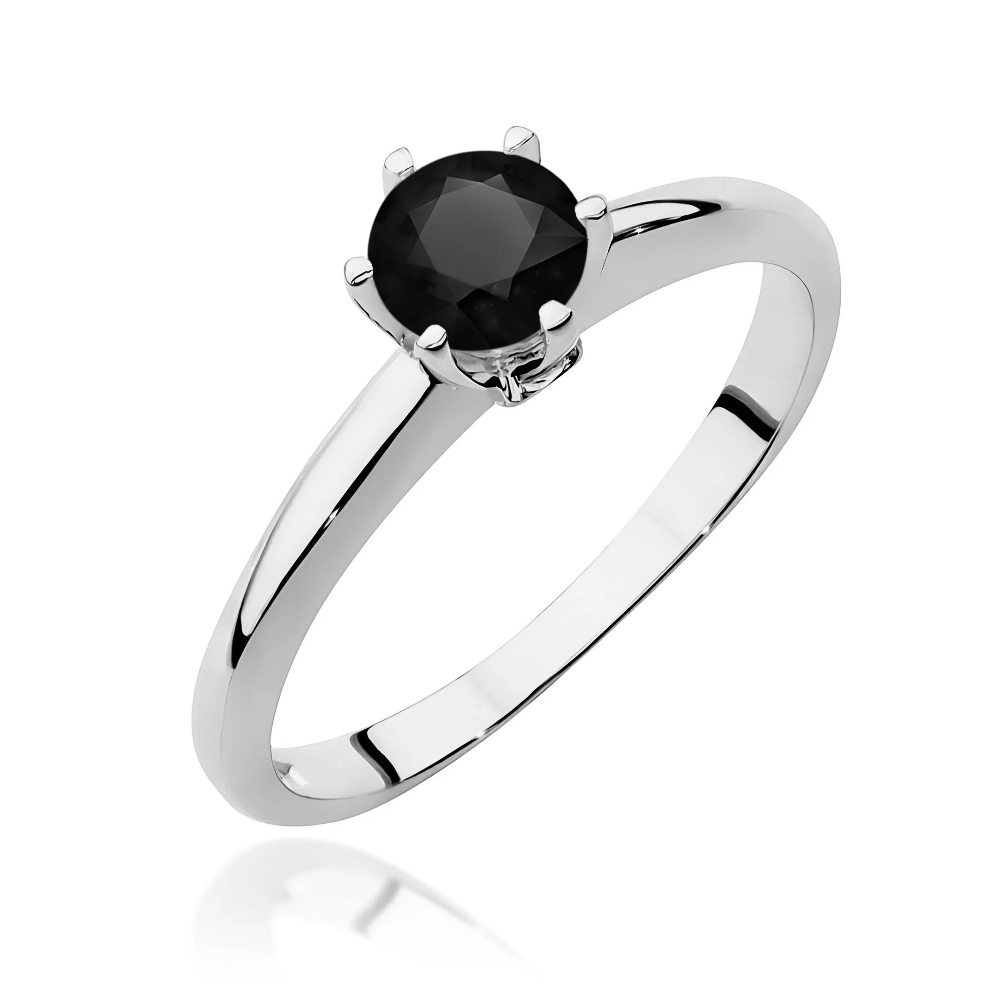 14k (585) White Gold Ring | 0.50ct Black Diamond & 0.04ct Diamonds | GREMARI Jewelry