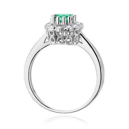 14k (585) White Gold Ring |  0.50ct Emerald & 0.174ct Diamonds | GREMARI Jewelry

