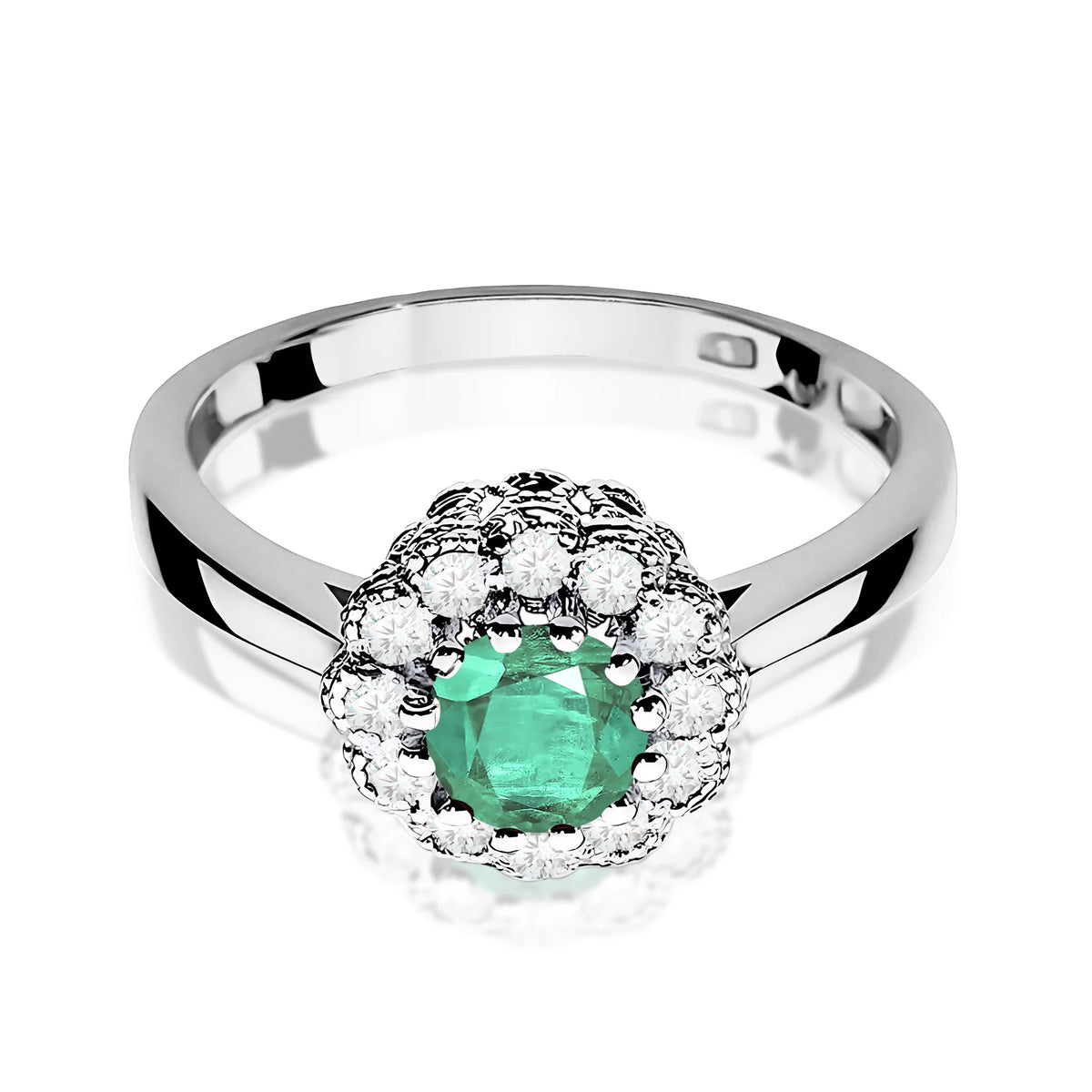 14k (585) White Gold Ring |  0.50ct Emerald & 0.174ct Diamonds | GREMARI Jewelry