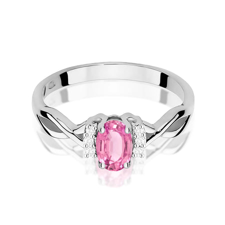 14k (585) White Gold Ring | 0.50ct Pink Topaz and 0.052ct Diamonds | GREMARI Jewelry
