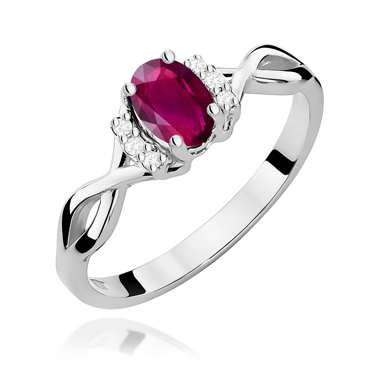 14k (585) White Gold Ring | 0.50ct Rhodolite and 0.052ct Diamonds | GREMARI Jewelry