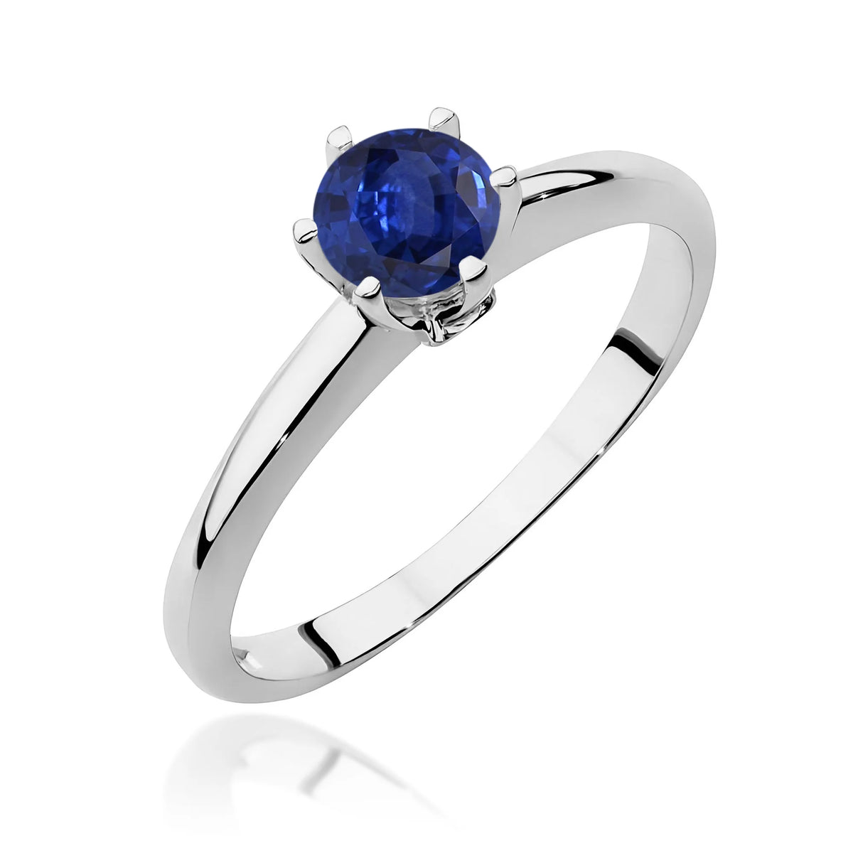 14k White Gold (585) Ring | 0.50ct Sapphire & 0.04ct Diamonds | GREMARI Jewelry