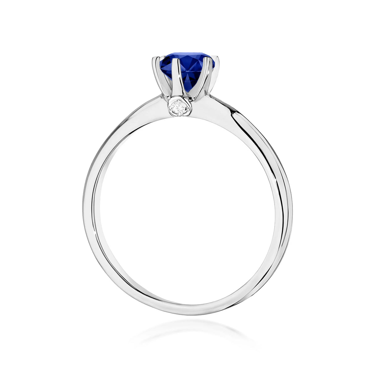 14k White Gold (585) Ring | 0.50ct Sapphire & 0.04ct Diamonds | GREMARI Jewelry
