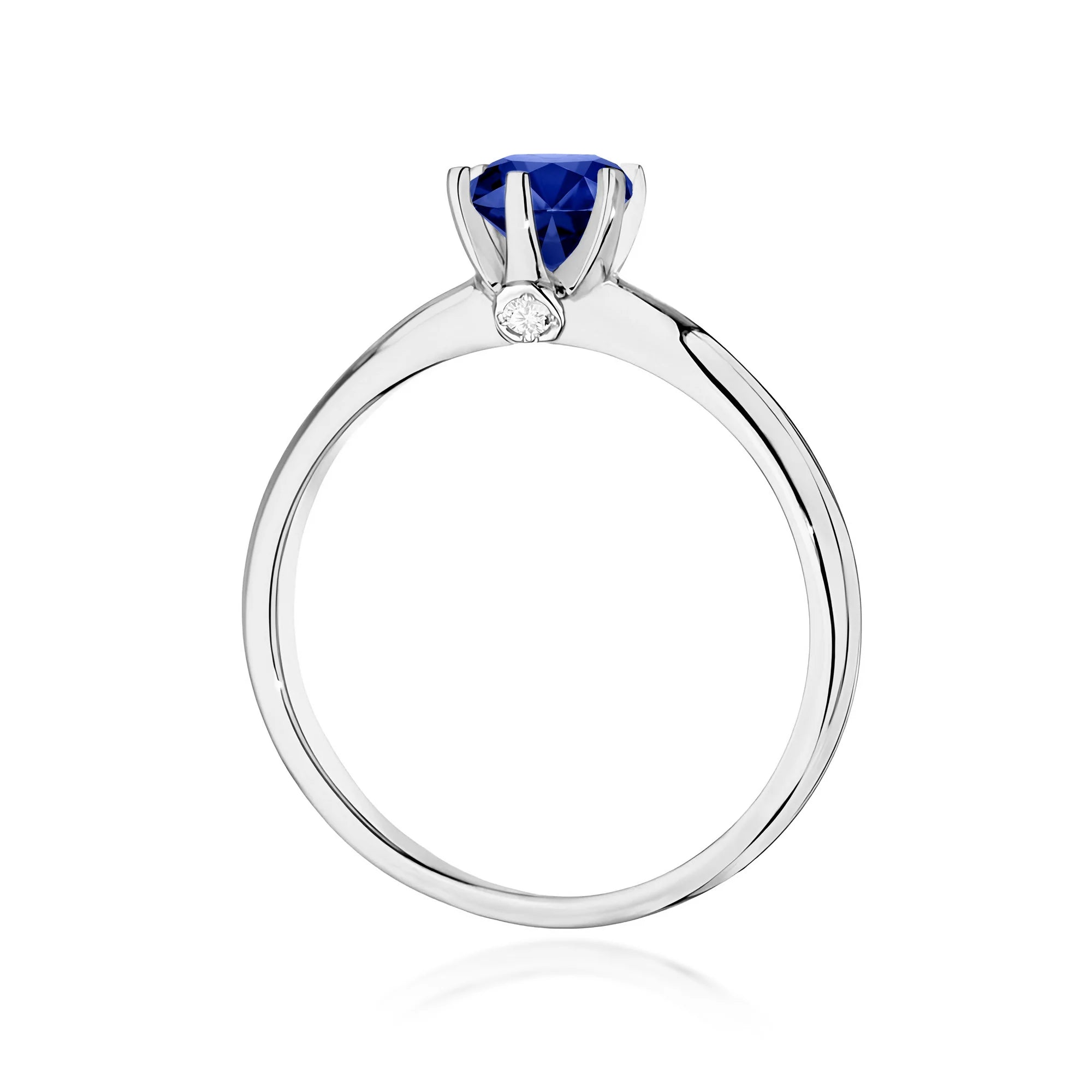 14k White Gold (585) Ring | 0.50ct Sapphire & 0.04ct Diamonds | GREMARI Jewelry