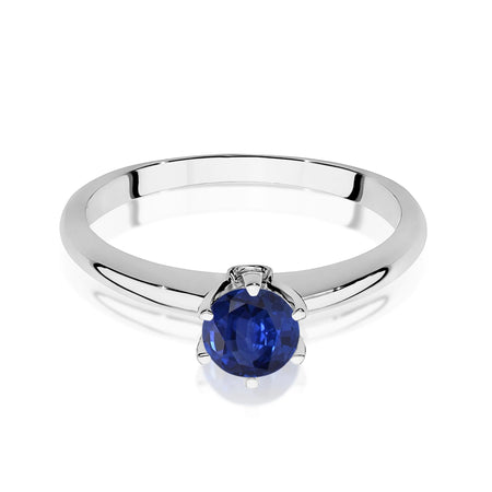 14k White Gold (585) Ring | 0.50ct Sapphire & 0.04ct Diamonds | GREMARI Jewelry