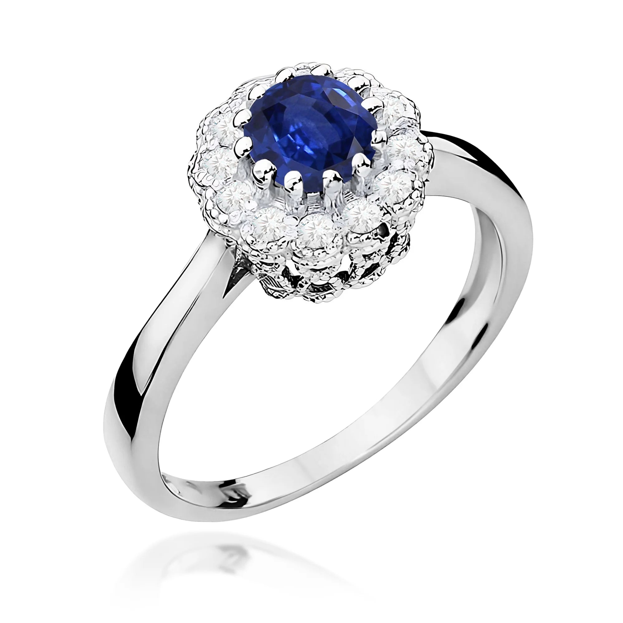 14k (585) White Gold Ring |  0.50ct Saphhire & 0.174ct Diamonds | GREMARI Jewelry