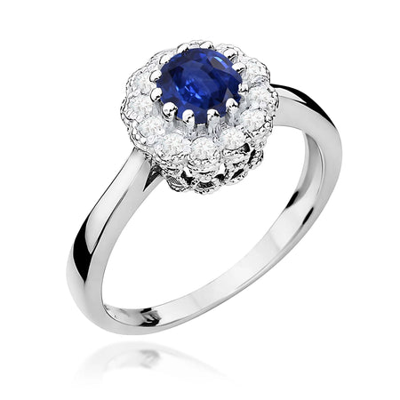 14k (585) White Gold Ring |  0.50ct Saphhire & 0.174ct Diamonds | GREMARI Jewelry