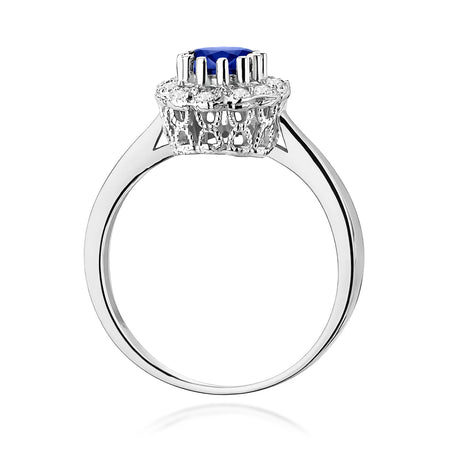 14k (585) White Gold Ring |  0.50ct Saphhire & 0.174ct Diamonds | GREMARI Jewelry
