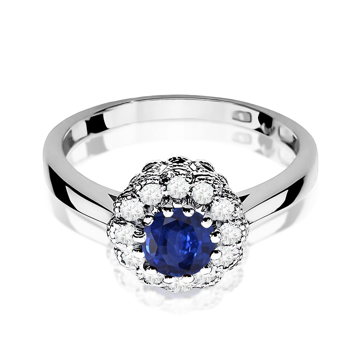 14k (585) White Gold Ring |  0.50ct Saphhire & 0.174ct Diamonds | GREMARI Jewelry