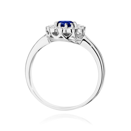 14k (585) White Gold Ring | 0.50ct Sapphire and 0.30ct Diamonds | GREMARI Jewelry

