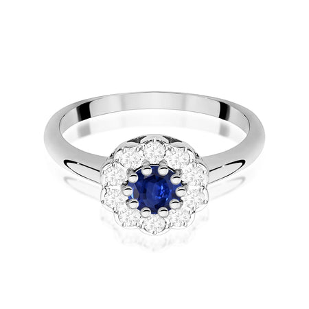 14k (585) White Gold Ring | 0.50ct Sapphire and 0.30ct Diamonds | GREMARI Jewelry
