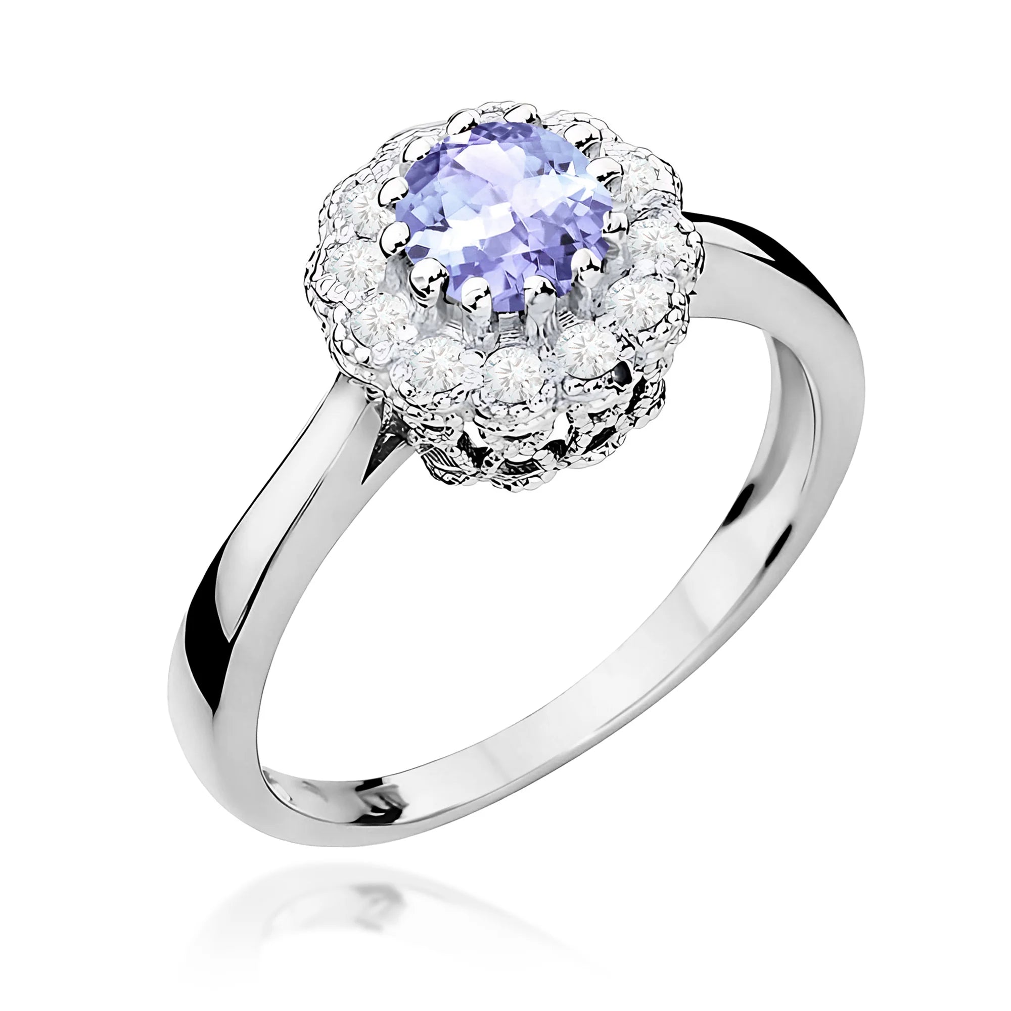 14k (585) White Gold Ring | 0.50ct Tansanit and 0.174ct Diamonds | GREMARI Jewelry

