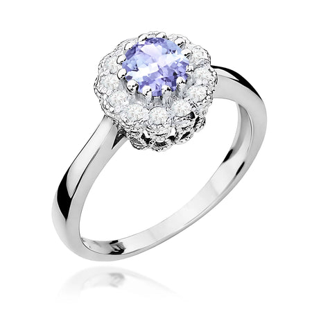 14k (585) White Gold Ring | 0.50ct Tansanit and 0.174ct Diamonds | GREMARI Jewelry
