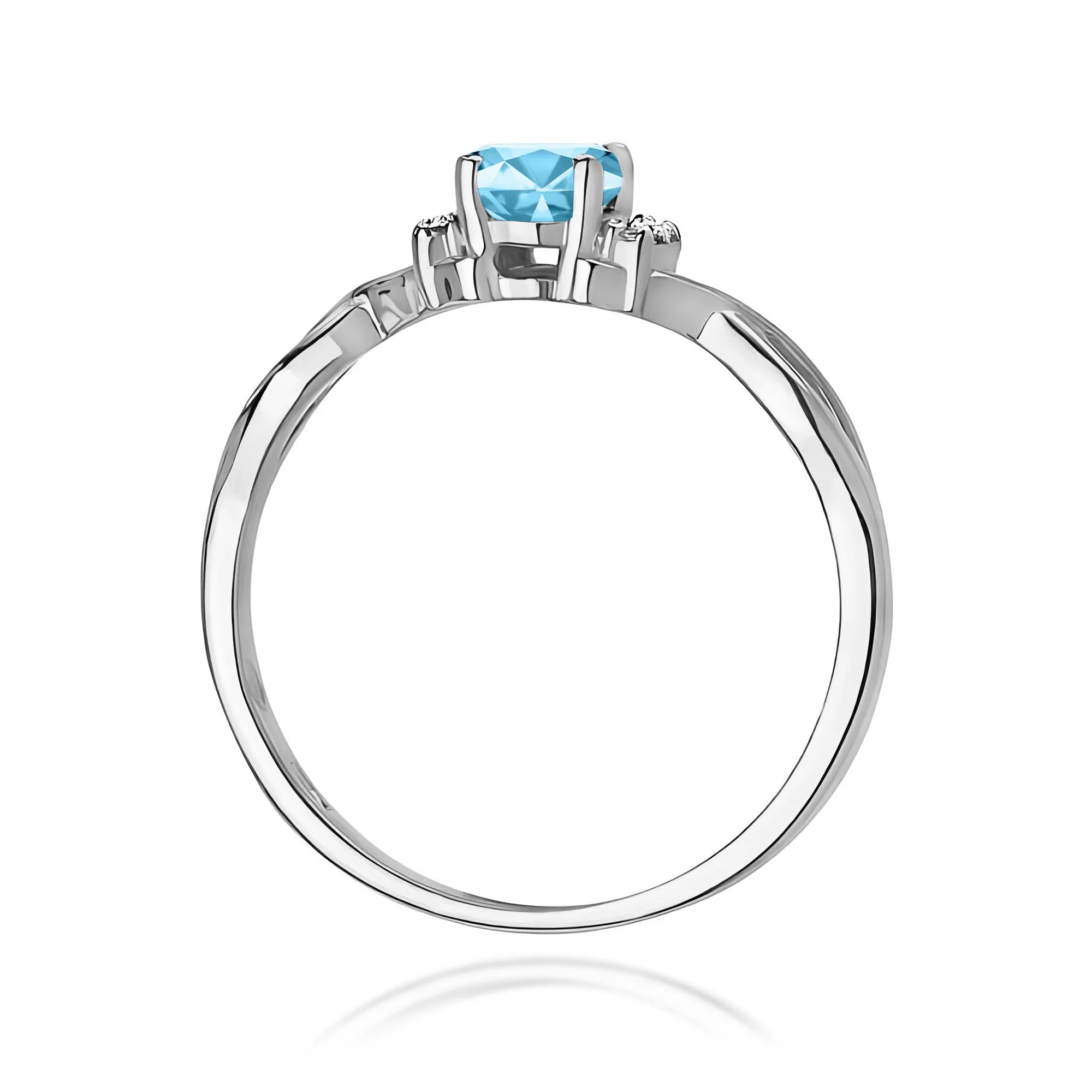 14k (585) White Gold Ring | 0.50ct Topaz and 0.052ct Diamonds | GREMARI Jewelry
