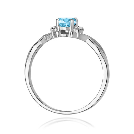 14k (585) White Gold Ring | 0.50ct Topaz and 0.052ct Diamonds | GREMARI Jewelry
