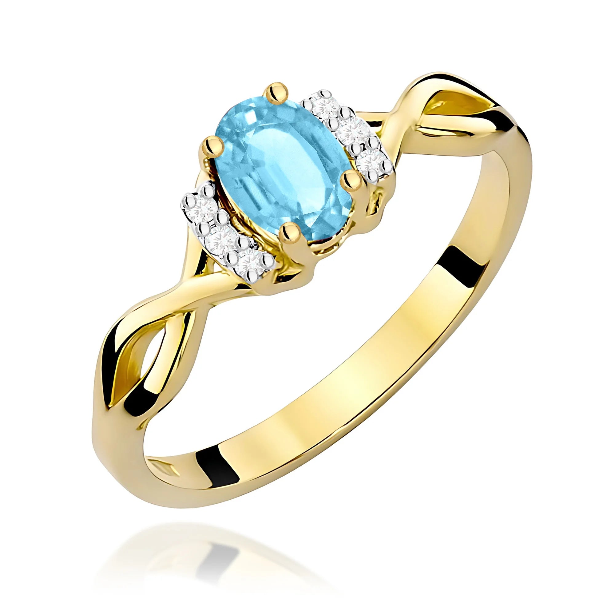 14k (585) White Gold Ring | 0.50ct Topaz and 0.052ct Diamonds | GREMARI Jewelry
