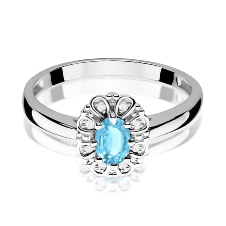 14k (585) White Gold Ring | 0.50ct Topaz and 0.069ct Diamonds | GREMARI Jewelry
