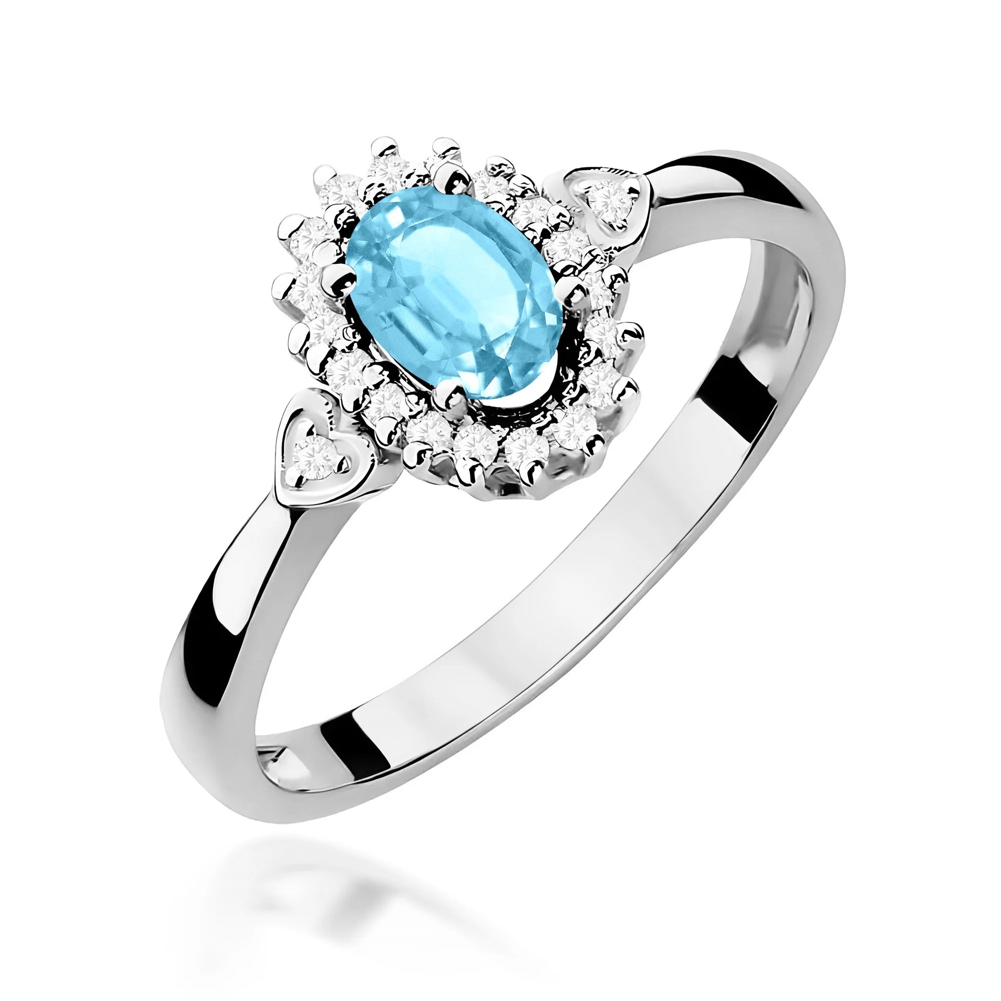 14k (585) White Gold Ring | 0.50ct Topaz and 0.10ct Diamonds | GREMARI Jewelry
