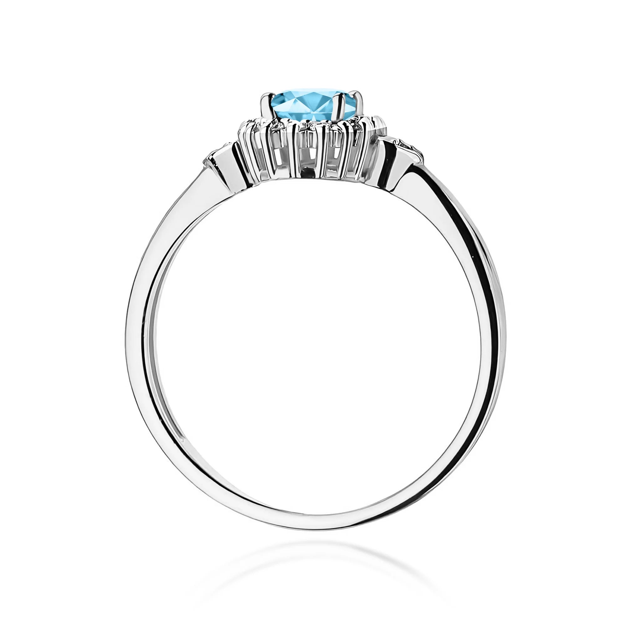 14k (585) White Gold Ring | 0.50ct Topaz and 0.10ct Diamonds | GREMARI Jewelry
