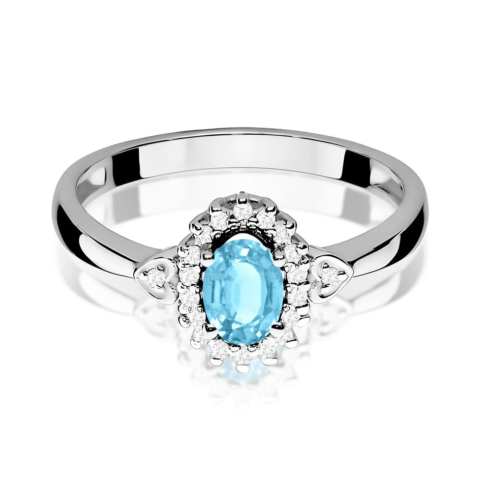 14k (585) White Gold Ring | 0.50ct Topaz and 0.10ct Diamonds | GREMARI Jewelry
