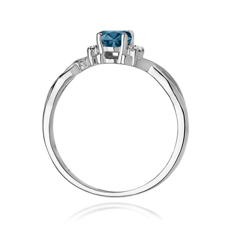 14k (585) White Gold Ring | 0.50ct Topaz London Blue and 0.052ct Diamonds | GREMARI Jewelry
