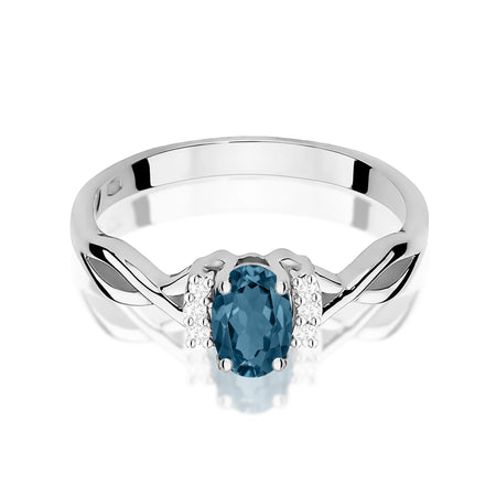 14k (585) White Gold Ring | 0.50ct Topaz London Blue and 0.052ct Diamonds | GREMARI Jewelry

