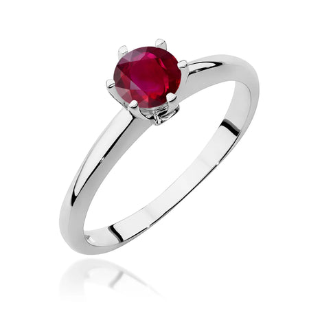 14k (585) White Gold Ring | 0.60ct Ruby & 0.04ct Diamonds | GREMARI Jewelry