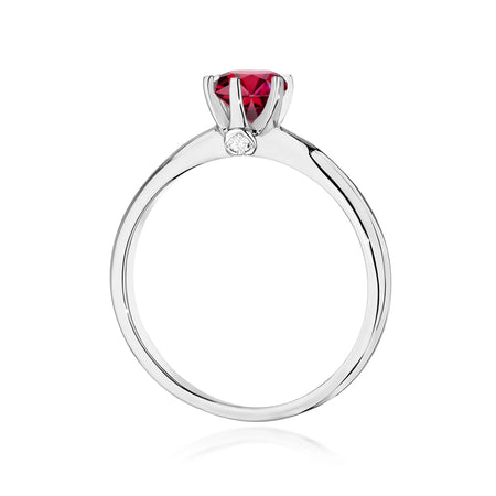 14k (585) White Gold Ring | 0.60ct Ruby & 0.04ct Diamonds | GREMARI Jewelry