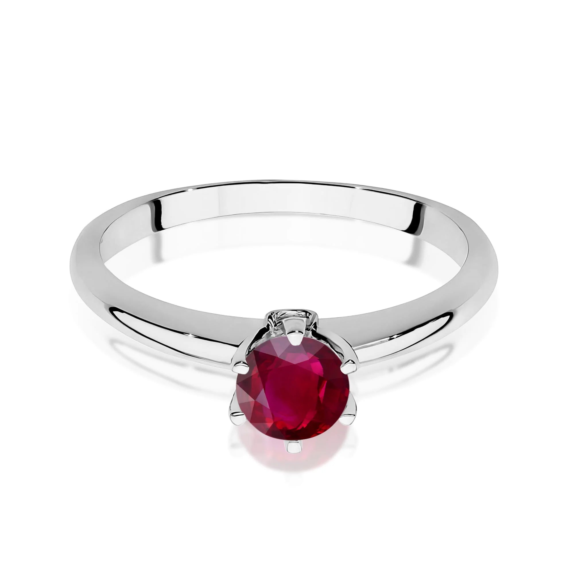14k (585) White Gold Ring | 0.60ct Ruby & 0.04ct Diamonds | GREMARI Jewelry