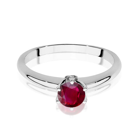 14k (585) White Gold Ring | 0.60ct Ruby & 0.04ct Diamonds | GREMARI Jewelry