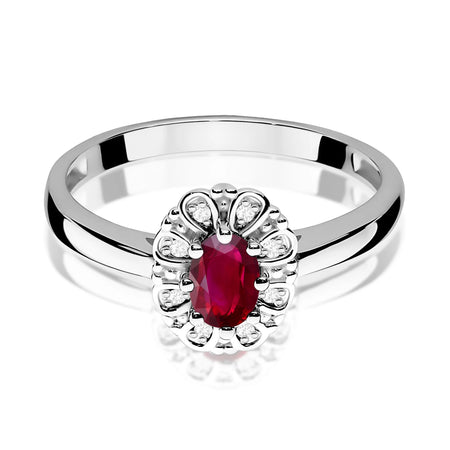 14k (585) White Gold Ring | 0.60ct Ruby and 0.069ct Diamonds | GREMARI Jewelry
