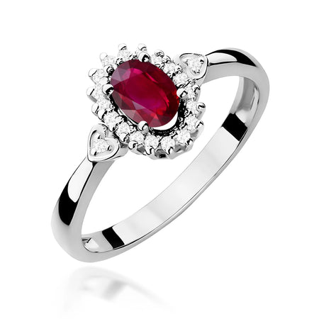 14k (585) White Gold Ring | 0.60ct Ruby & 0.10ct Diamonds | GREMARI Jewelry