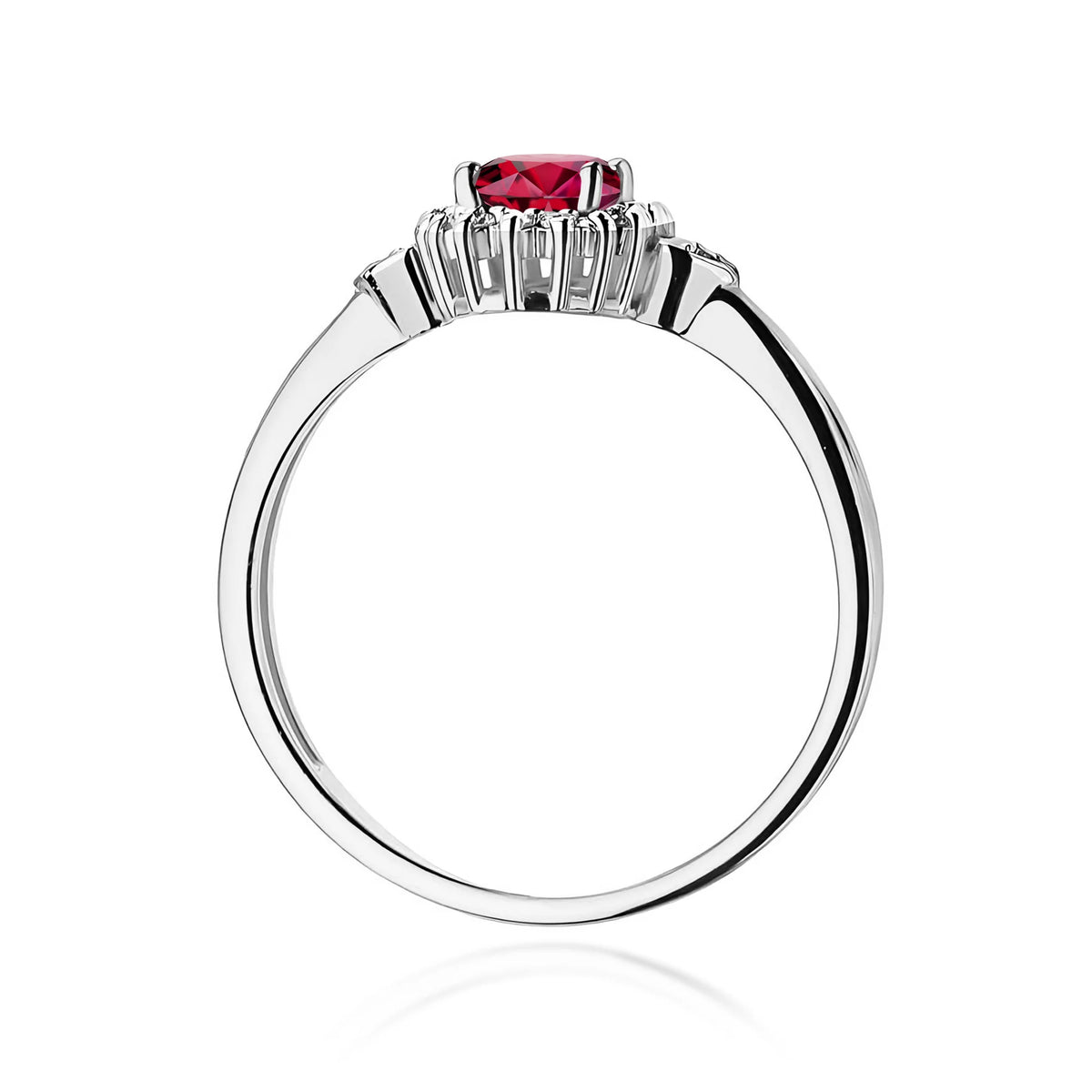 14k (585) White Gold Ring | 0.60ct Ruby & 0.10ct Diamonds | GREMARI Jewelry