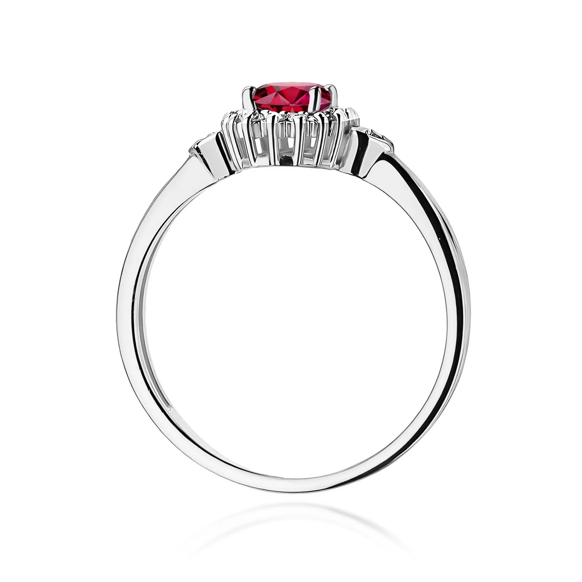 14k (585) White Gold Ring | 0.60ct Ruby & 0.10ct Diamonds | GREMARI Jewelry