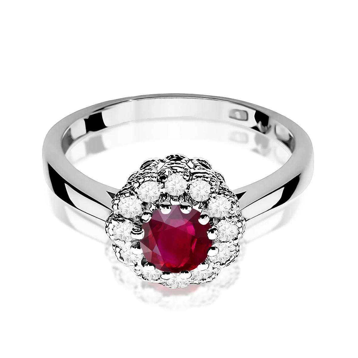 14k (585) White Gold Ring |  0.60ct Ruby & 0.174ct Diamonds | GREMARI Jewelry