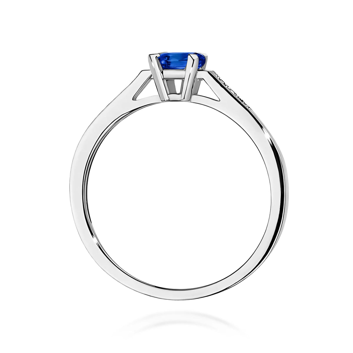 14k (585) White Gold Rings | 0.60ct Sapphire and 0.04ct Diamonds | GREMARI Jewelry
