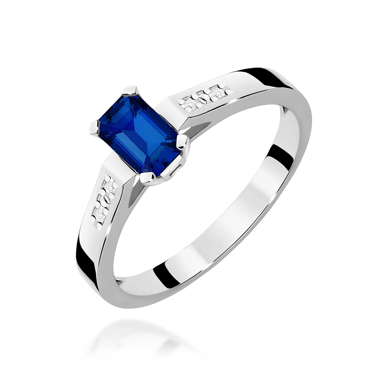 14k (585) White Gold Rings | 0.60ct Sapphire and 0.04ct Diamonds | GREMARI Jewelry
