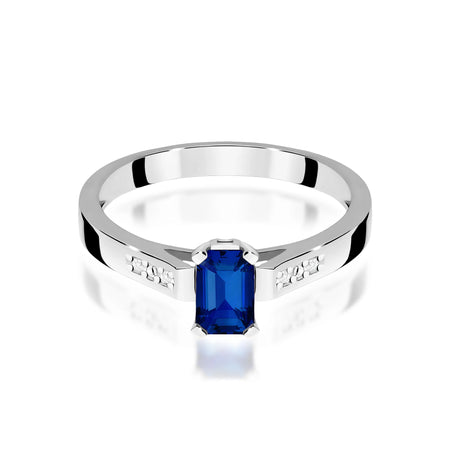 14k (585) White Gold Rings | 0.60ct Sapphire and 0.04ct Diamonds | GREMARI Jewelry
