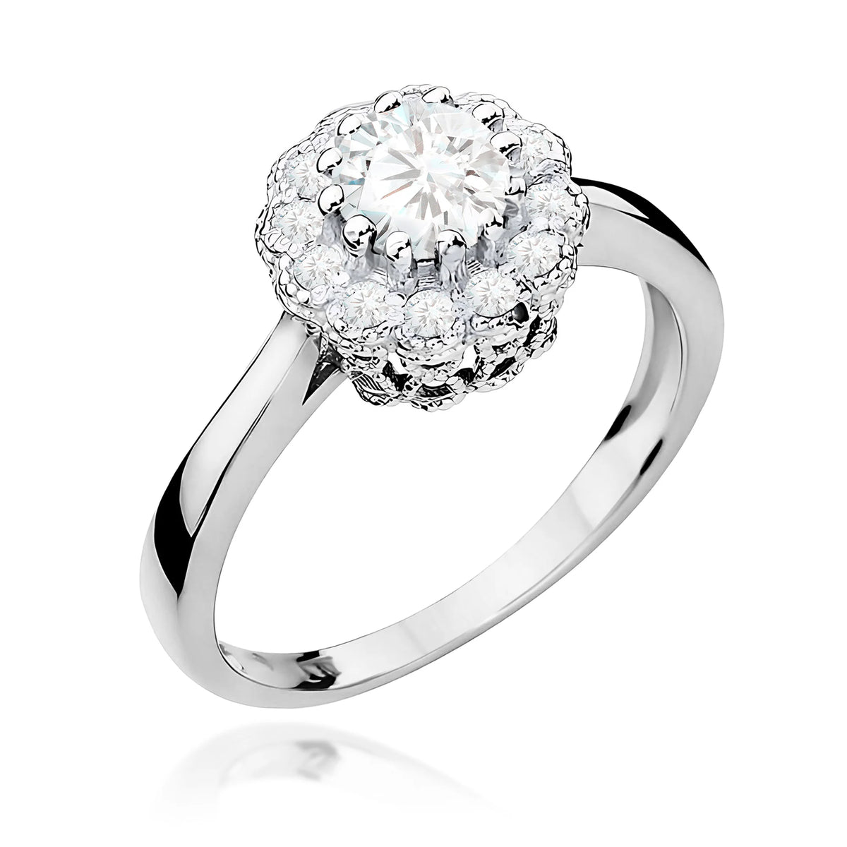 14k (585) White Gold Ring | 0.60ct White Saphhire & 0.174ct Diamonds | GREMARI Jewelry