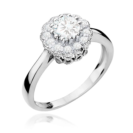 14k (585) White Gold Ring | 0.60ct White Saphhire & 0.174ct Diamonds | GREMARI Jewelry