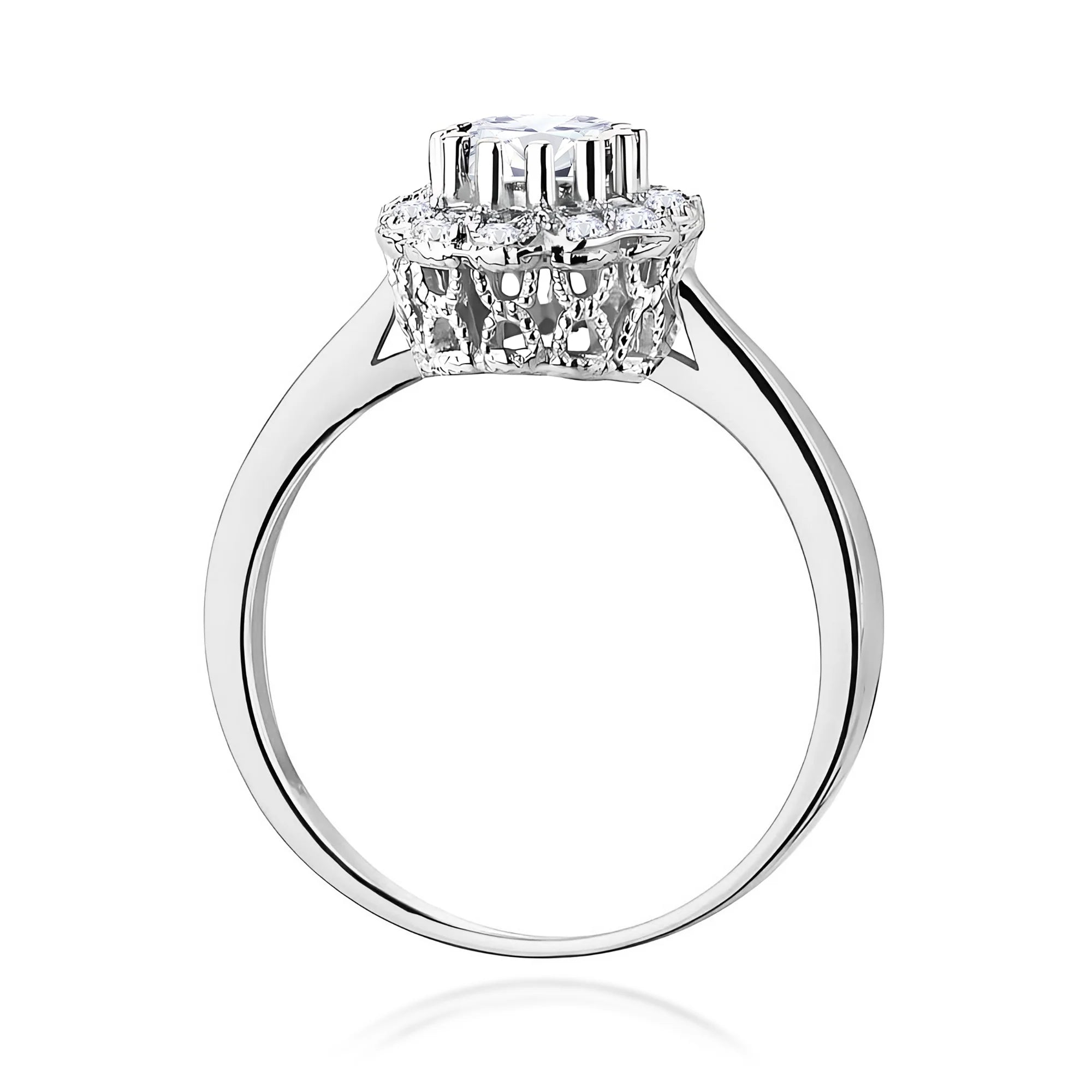 14k (585) White Gold Ring | 0.60ct White Saphhire & 0.174ct Diamonds | GREMARI Jewelry
