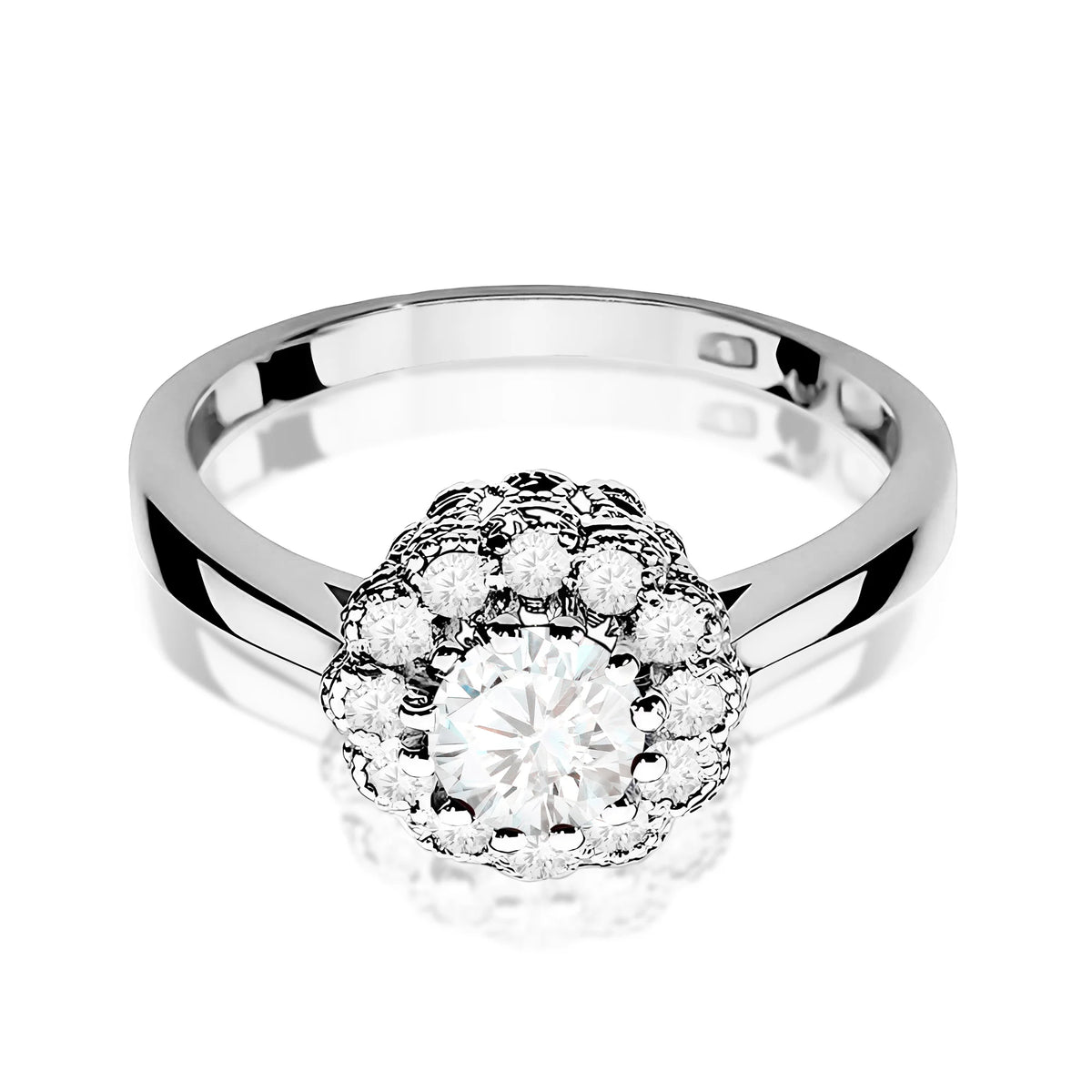 14k (585) White Gold Ring | 0.60ct White Saphhire & 0.174ct Diamonds | GREMARI Jewelry
