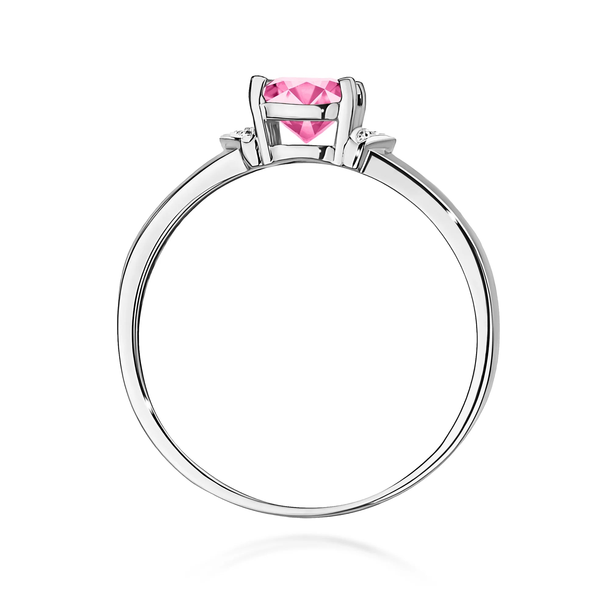 14k (585) White Gold Ring | 0.65ct Pink topaz and 0.01ct Diamonds | GREMARI Jewelry
