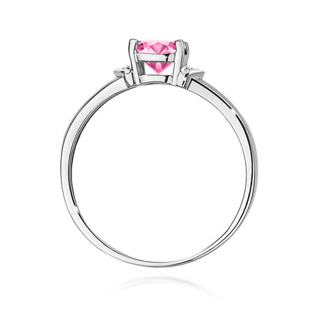 14k (585) White Gold Ring | 0.65ct Pink topaz and 0.01ct Diamonds | GREMARI Jewelry
