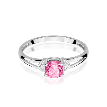 14k (585) White Gold Ring | 0.65ct Pink topaz and 0.01ct Diamonds | GREMARI Jewelry
