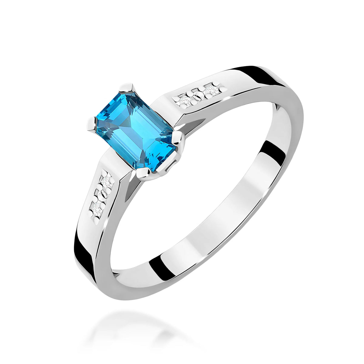 14k (585) White Gold Rings | 0.65ct Topaz and 0.04ct Diamonds | GREMARI Jewelry