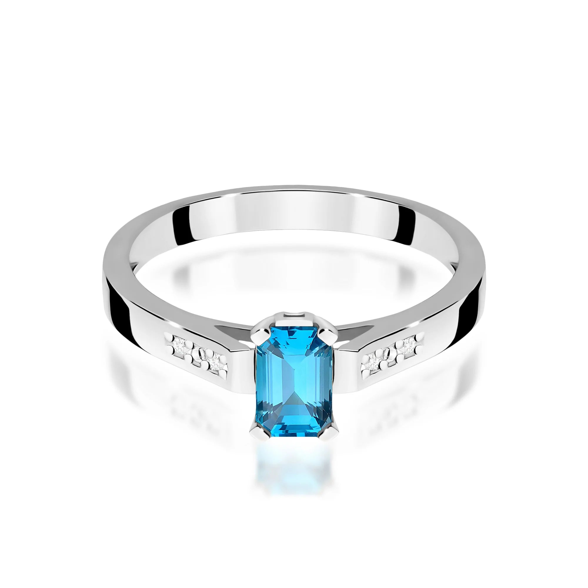 14k (585) White Gold Rings | 0.65ct Topaz and 0.04ct Diamonds | GREMARI Jewelry
