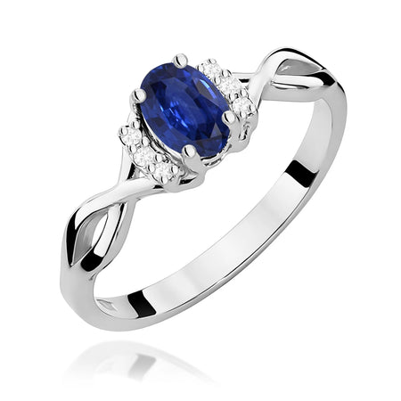 14k (585) White Gold Ring | 0.70ct Sapphire and 0.052ct Diamonds | GREMARI Jewelry
