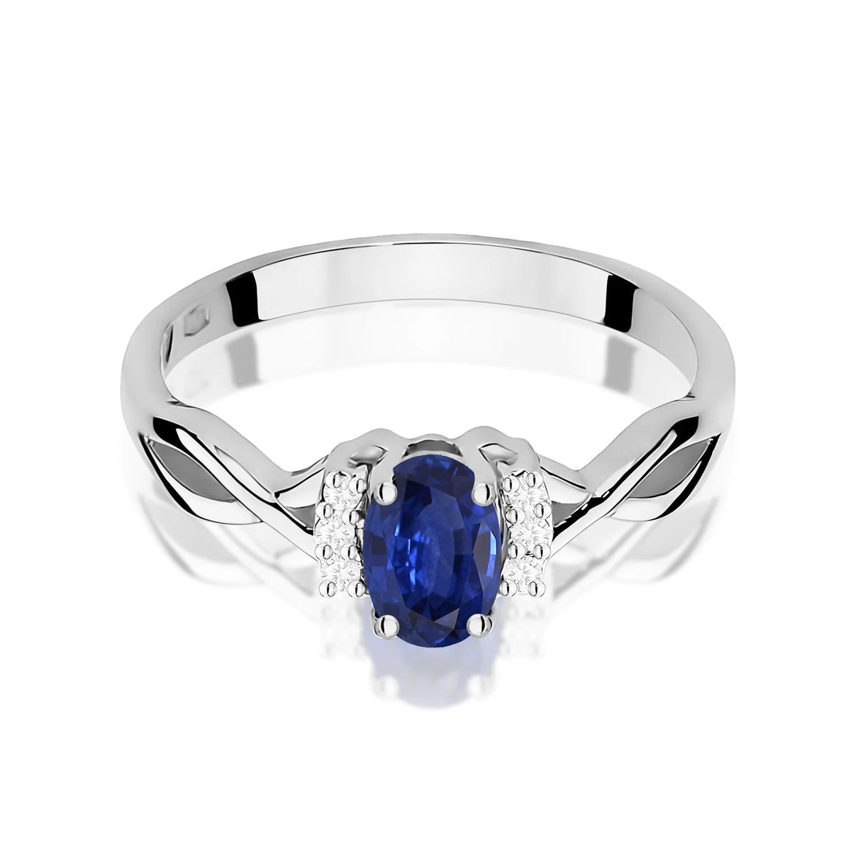 14k (585) White Gold Ring | 0.70ct Sapphire and 0.052ct Diamonds | GREMARI Jewelry