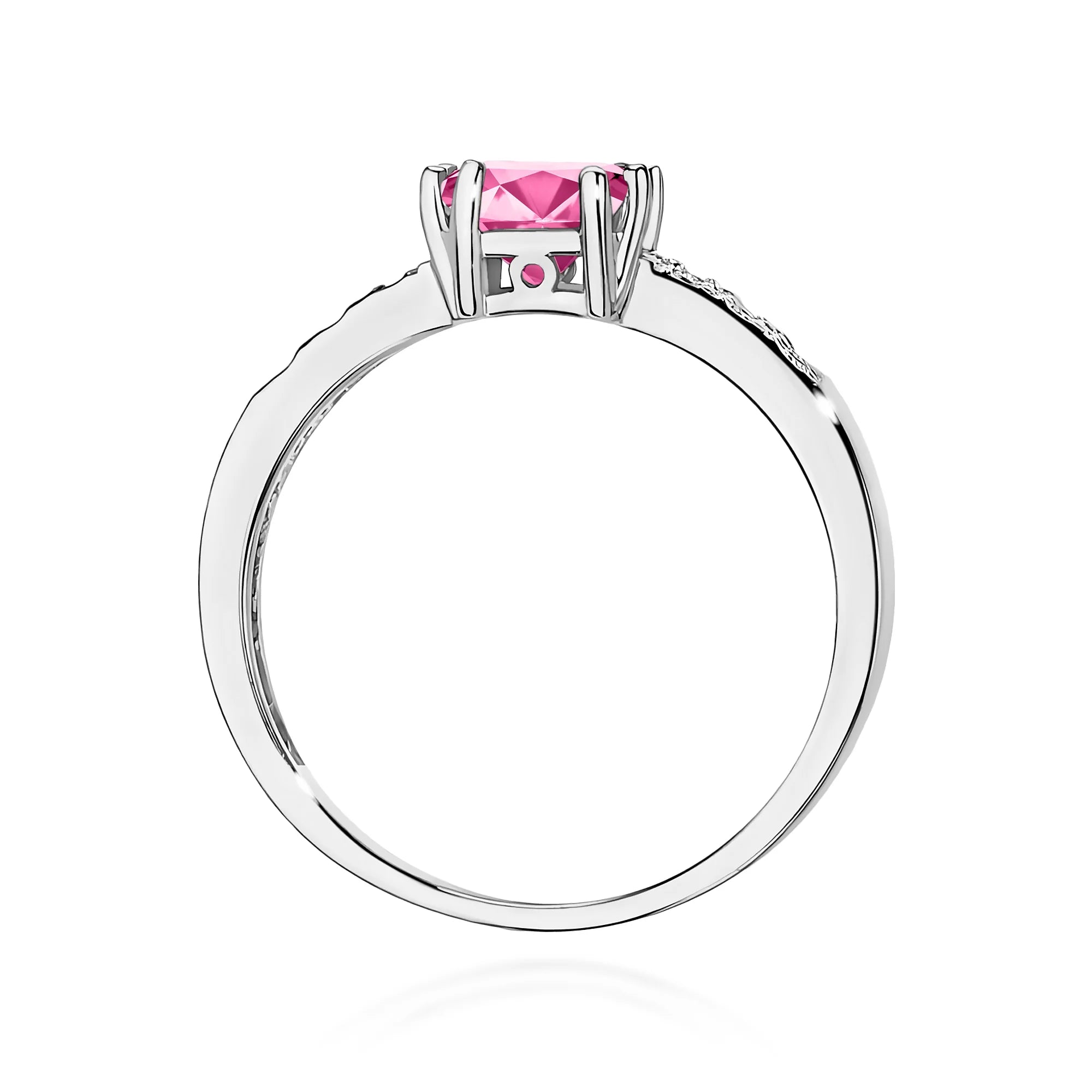 14k (585) White Gold Rings | 1.10ct Pink topaz and 0.06ct Diamonds | GREMARI Jewelry
